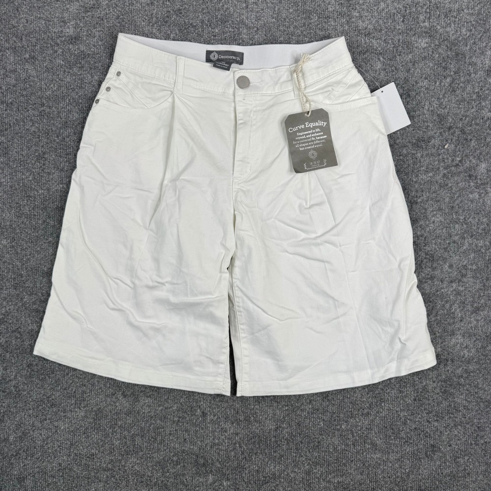 Democracy Shorts Womens Size 8 White Denim Stretch Ab Solution New BN8256DQOW